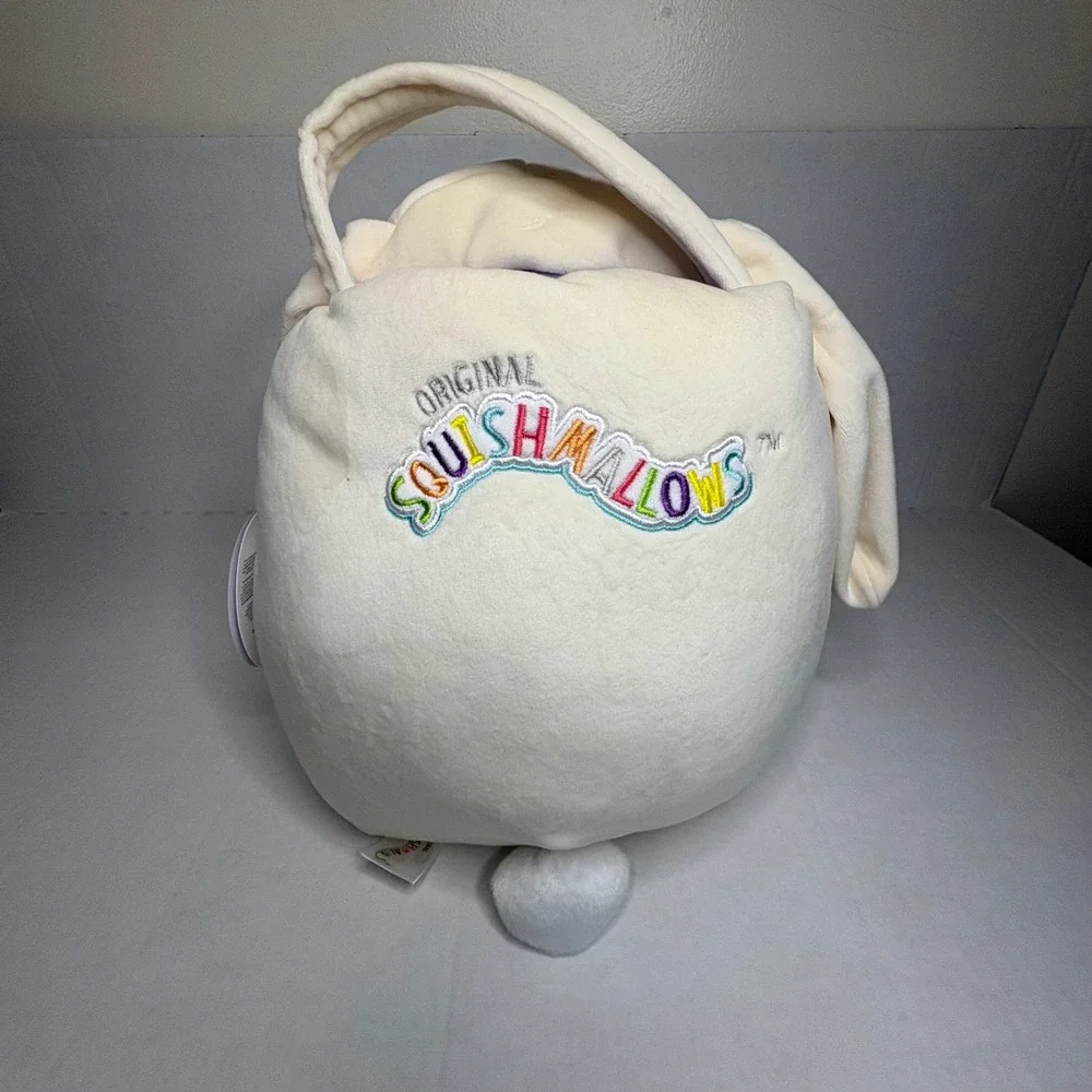 Squishmallows Valentina Bunny Easter Basket Plush Bag Cream White‎